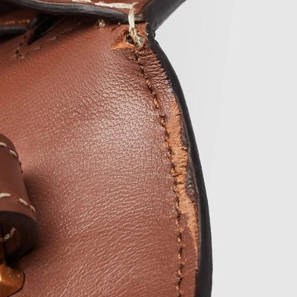 Burberry Brown/White Leather/Canvas Mini TB Shoulder Bag - Picture 8 of 10